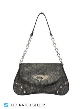 Y2K Studded PU Leather Flap Chain Strap Shoulder Bag